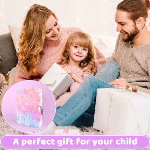 Girls Diary with Lock, Plush Journal with Lock and Key for Kids Girl, Fuzzy Notebook with Lock (Pink Sequin) in Saudi Arabia