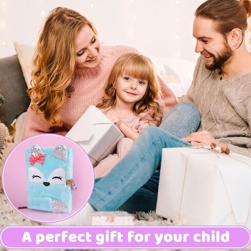 Girls Diary with Lock, Plush Journal with Lock and Key for Kids Girl, Fuzzy Notebook with Lock (Pink Sequin) in Saudi Arabia