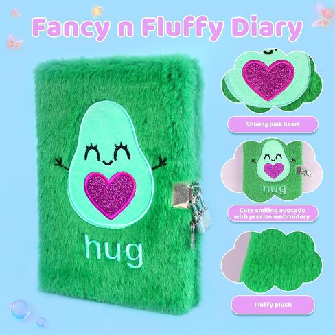 Girls Diary with Lock, Plush Journal with Lock and Key for Kids Girl, Fuzzy Notebook with Lock (Pink Sequin) in Saudi Arabia