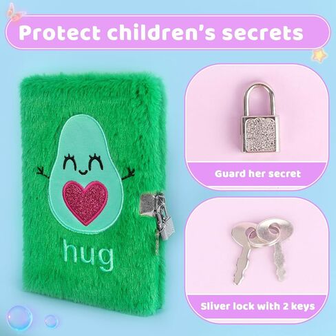 Girls Diary with Lock, Plush Journal with Lock and Key for Kids Girl, Fuzzy Notebook with Lock (Pink Sequin) in Saudi Arabia