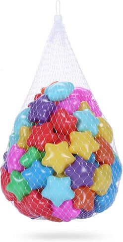 كرات PlayMaty Star Ball Pit - كرات بلاستيكية ملونة خالية من الفثالات والبيسفينول A للأطفال الصغار، خيمة لعب للأطفال الصغار، خيمة لعب، ديكور حفلات حمام السباحة (100 كرة). in Kuwait