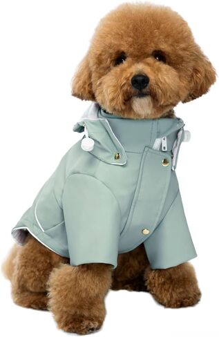 Waffles & Crunch Dog Raincoat, 100% Waterproof Rain Coat, Puppy Dog Rain Jacket, Detachable Hood, Leash Hole, Reflective Strips, Elegant Soft-Lining, Pockets, Small Dog Raincoat in Saudi Arabia