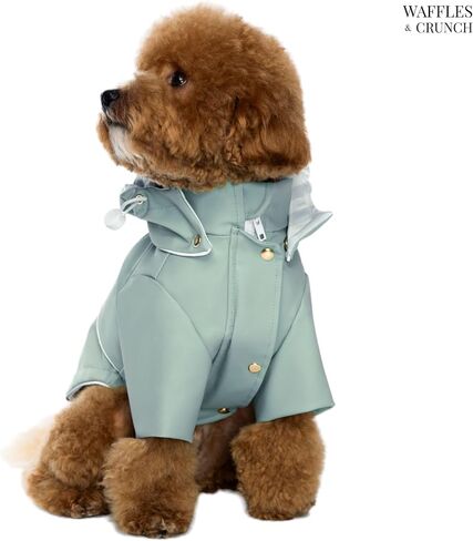 Waffles & Crunch Dog Raincoat, 100% Waterproof Rain Coat, Puppy Dog Rain Jacket, Detachable Hood, Leash Hole, Reflective Strips, Elegant Soft-Lining, Pockets, Small Dog Raincoat in Saudi Arabia