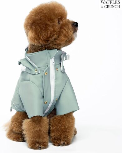 Waffles & Crunch Dog Raincoat, 100% Waterproof Rain Coat, Puppy Dog Rain Jacket, Detachable Hood, Leash Hole, Reflective Strips, Elegant Soft-Lining, Pockets, Small Dog Raincoat in Saudi Arabia