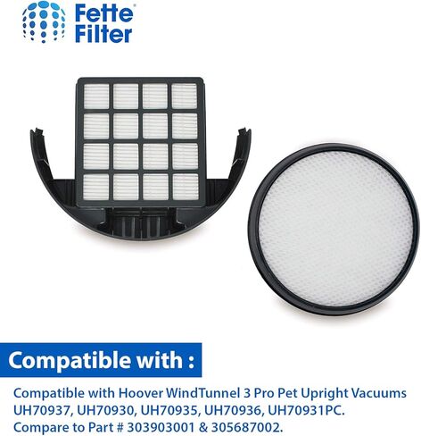 Fette Filter - Upright Vacuum Filter Kit Compatible with Hoover WindTunnel 3 Pro Pet. Compare to Part # 303903001 & 305687002. (Pack of 2) in Kuwait