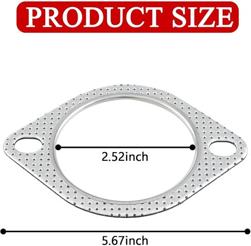 PVOTAWP 2PCS Car Exhaust Gasket, 2-Bolt 2.5 Inch Exhaust Flange Gasket, Standard High Temp Seal Muffler Exhaust Manifold Gasket Replace 120-07610-0002 in Saudi Arabia