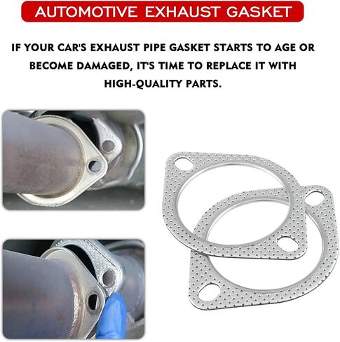 PVOTAWP 2PCS Car Exhaust Gasket, 2-Bolt 2.5 Inch Exhaust Flange Gasket, Standard High Temp Seal Muffler Exhaust Manifold Gasket Replace 120-07610-0002 in Saudi Arabia