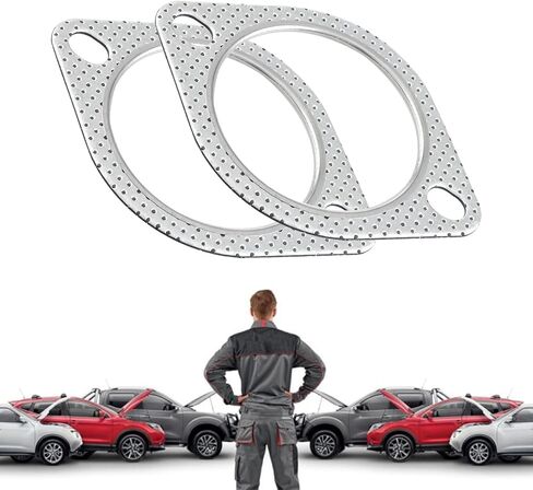 PVOTAWP 2PCS Car Exhaust Gasket, 2-Bolt 2.5 Inch Exhaust Flange Gasket, Standard High Temp Seal Muffler Exhaust Manifold Gasket Replace 120-07610-0002 in Saudi Arabia