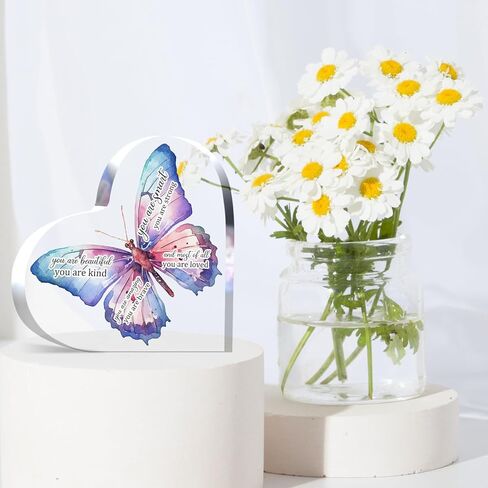 Christian Gifts Religious Gifts Scripture Gifts for Women Bible Verse Inspirational Heart-Shaped Acrylic Desk Decor Perfect Birthday Present for Women of Faith - You Are Beautiful in Kuwait