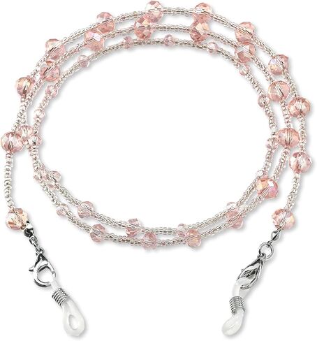 Jawfait Pink Eyeglass Chain for Women Stylish,Natural Crystal Mask Chain Necklace Lanyard for Girl，Glasses Around Neck Beaded Chain in Saudi Arabia