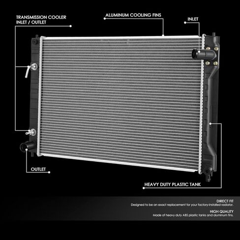 DNA Motoring OEM-RA-13348 مشعاع تبريد من الألومنيوم على طراز المصنع متوافق مع 2013 Infiniti JX35 / 14-19 QX60 AT، 29-7/16 بوصة عرض × 19-9/16 بوصة ارتفاع × 15/16 بوصة عمق، 1-3/8 بوصة مدخل / مخرج 1-3/8 بوصة in Kuwait