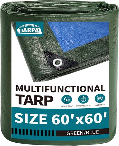 TARPAL 4x6 قماش القنب الأخضر مقاوم للماء (عبوتان) غطاء حماية صغير متعدد الأغراض لجميع الأغراض من قماش القنب للأثاث الخارجي من الحطب وما إلى ذلك in Kuwait