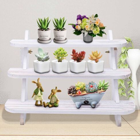 حامل عرض خشبي من Jewack، حامل عرض حلقي وحلقة من 3 طبقات، حوامل كب كيك للمزرعة، رفوف عرض للحرف اليدوية، حامل عرض طاولة للبائعين، عرض منظم لعروض الطاولة (أبيض) in Kuwait