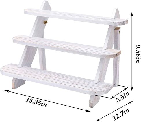 حامل عرض خشبي من Jewack، حامل عرض حلقي وحلقة من 3 طبقات، حوامل كب كيك للمزرعة، رفوف عرض للحرف اليدوية، حامل عرض طاولة للبائعين، عرض منظم لعروض الطاولة (أبيض) in Kuwait