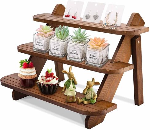Jewack Wooden Display Riser,3 Tier Earring & Ring Display Stand, Farmhouse Cupcake Stands,Craft Fair Display Racks Table Display Stand For Vendors, Organizer Showcase for Tabletop Shows(White) in Saudi Arabia