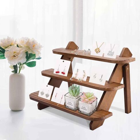 Jewack Wooden Display Riser,3 Tier Earring & Ring Display Stand, Farmhouse Cupcake Stands,Craft Fair Display Racks Table Display Stand For Vendors, Organizer Showcase for Tabletop Shows(White) in Saudi Arabia