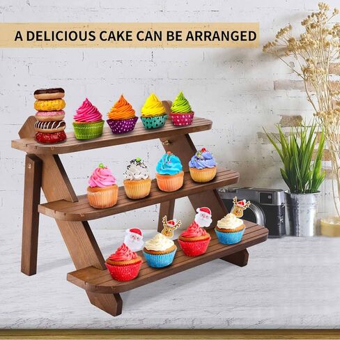 Jewack Wooden Display Riser,3 Tier Earring & Ring Display Stand, Farmhouse Cupcake Stands,Craft Fair Display Racks Table Display Stand For Vendors, Organizer Showcase for Tabletop Shows(White) in Saudi Arabia
