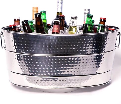 BREKX Aspen Ash Grey Galvanized Metal Beverage Tub for Parties w/Galvanized Tray, 25-Quart in Saudi Arabia