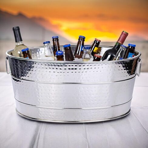 BREKX Aspen Ash Grey Galvanized Metal Beverage Tub for Parties w/Galvanized Tray, 25-Quart in Saudi Arabia