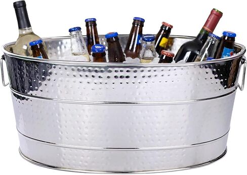 BREKX Aspen Ash Grey Galvanized Metal Beverage Tub for Parties w/Galvanized Tray, 25-Quart in Saudi Arabia