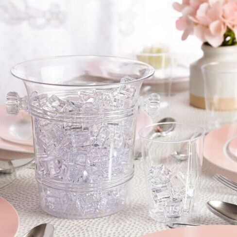 Crystal Clear Plastic Ice Bucket - Reusable Ice Container & Beverage Cooler, Perfect Bar Accessory for Parties, Themed Events, Picnics & Everyday Home Use in Saudi Arabia