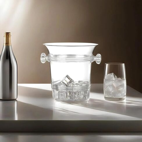 Crystal Clear Plastic Ice Bucket - Reusable Ice Container & Beverage Cooler, Perfect Bar Accessory for Parties, Themed Events, Picnics & Everyday Home Use in Saudi Arabia