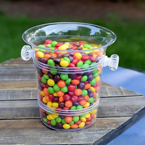 Crystal Clear Plastic Ice Bucket - Reusable Ice Container & Beverage Cooler, Perfect Bar Accessory for Parties, Themed Events, Picnics & Everyday Home Use in Saudi Arabia