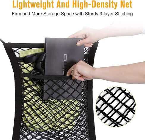 Dog Car Net Barrier, 3-Layer Car Net Divider,Pet Barrier with Auto Safety Mesh Organizer Baby Stretchable Storage Bag for Driving Safely with Children & Pets in Saudi Arabia