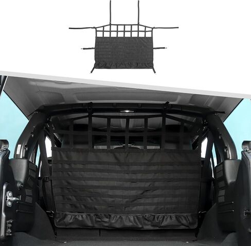 Jimen Compatible with Jeep Wrangler JK JL 4 Door 2007-2023, Back Seat Cargo Net | Trunk Organizer with Storage Pockets & Molle System | Dog Pet Barrier in Saudi Arabia