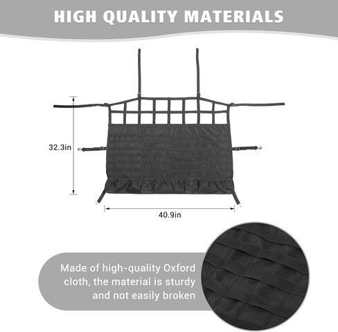 Jimen Compatible with Jeep Wrangler JK JL 4 Door 2007-2023, Back Seat Cargo Net | Trunk Organizer with Storage Pockets & Molle System | Dog Pet Barrier in Saudi Arabia