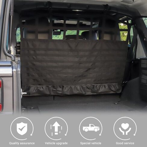 Jimen Compatible with Jeep Wrangler JK JL 4 Door 2007-2023, Back Seat Cargo Net | Trunk Organizer with Storage Pockets & Molle System | Dog Pet Barrier in Saudi Arabia