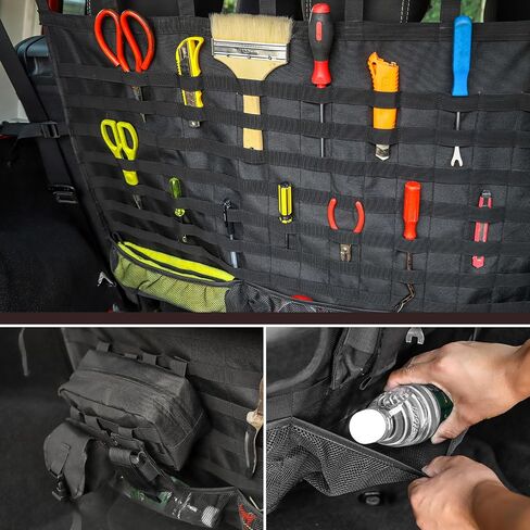 Jimen Compatible with Jeep Wrangler JK JL 4 Door 2007-2023, Back Seat Cargo Net | Trunk Organizer with Storage Pockets & Molle System | Dog Pet Barrier in Saudi Arabia