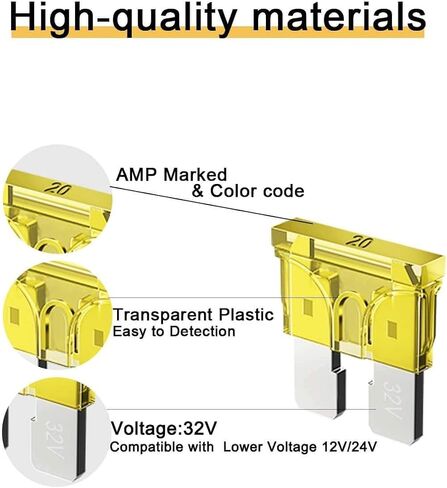 50pcs 15A Standard Car Fuses - 15 AMP Automotive Fuses(ATO/APR/ATS), 32V (12/24V) Blade Fuse for RV/Truck/SUV 50-Piece Truck Fuse Set in Saudi Arabia