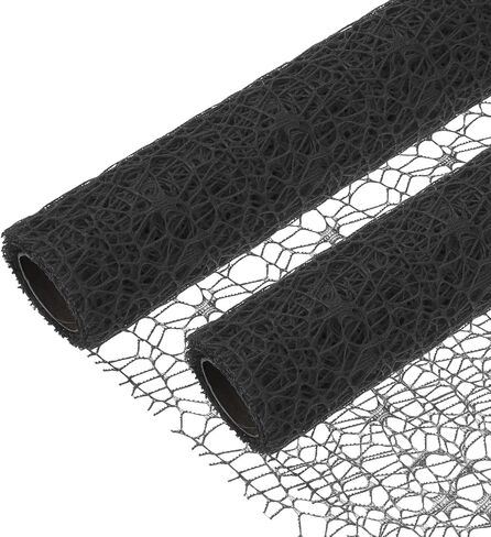 PATIKIL 180" L x 19.7" W Jacquard Net Mesh, 2Rolls Korean Openwork Floral Bouquet Wrapping Paper for Packaging Fresh Flower Wedding Valentine's Day Florist Supplies, Black in Saudi Arabia