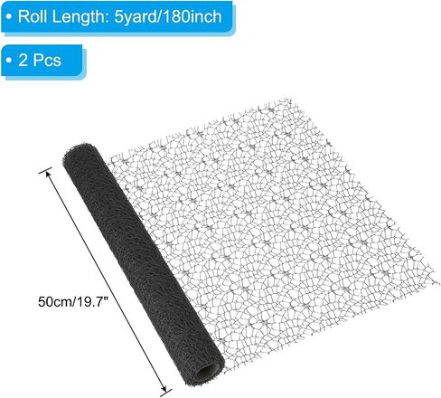 PATIKIL 180" L x 19.7" W Jacquard Net Mesh, 2Rolls Korean Openwork Floral Bouquet Wrapping Paper for Packaging Fresh Flower Wedding Valentine's Day Florist Supplies, Black in Saudi Arabia