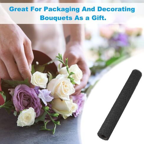 PATIKIL 180" L x 19.7" W Jacquard Net Mesh, 2Rolls Korean Openwork Floral Bouquet Wrapping Paper for Packaging Fresh Flower Wedding Valentine's Day Florist Supplies, Black in Saudi Arabia