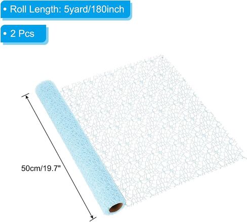 PATIKIL 180" L x 19.7" W Jacquard Net Mesh, 2Rolls Korean Openwork Floral Bouquet Wrapping Paper for Packaging Fresh Flower Wedding Valentine's Day Florist Supplies, Black in Saudi Arabia