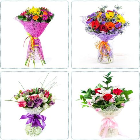 PATIKIL 180" L x 19.7" W Jacquard Net Mesh, 2Rolls Korean Openwork Floral Bouquet Wrapping Paper for Packaging Fresh Flower Wedding Valentine's Day Florist Supplies, Black in Saudi Arabia