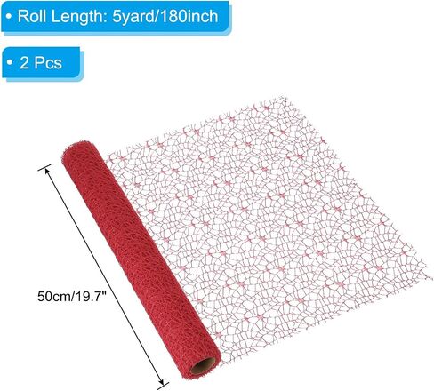 PATIKIL 180" L x 19.7" W Jacquard Net Mesh, 2Rolls Korean Openwork Floral Bouquet Wrapping Paper for Packaging Fresh Flower Wedding Valentine's Day Florist Supplies, Black in Saudi Arabia