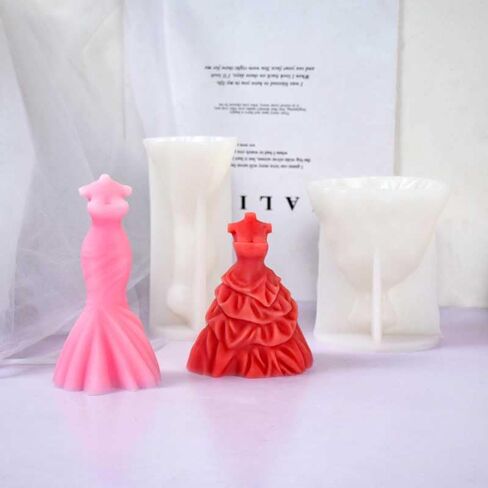 Tone Fun Bubble Skirt Shape Candle Silicone Molds for Making Candle, Resin, Aromatherapy Candles, Handmade Wax Soap, Home Decor, Craft in Kuwait