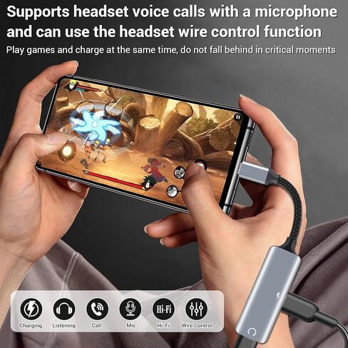 HianDier USB C Headphone Adapter USB C Splitter with Charger USB C Splitter 1 in 2 Out Audio Headphone Adapter for iPhone 15 Pro Max/15 Plus Pro/15, Samsung Galaxy S24/S23/S22/S21, iPad Air, Pixel in Saudi Arabia