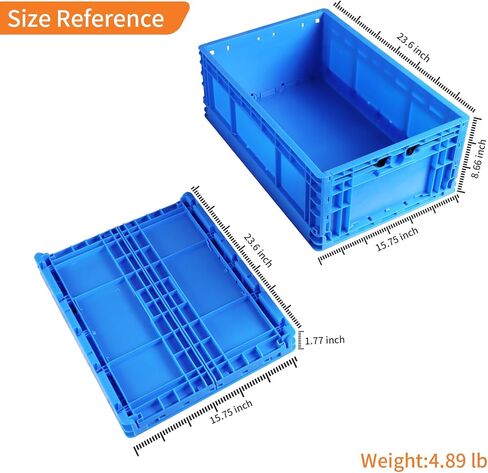 صندوق تخزين قابل للطي من QTJH يحتوي على 52 لتر، صناديق تخزين مفتوحة، صندوق تخزين بلاستيكي، صناديق الحليب، تخزين عبور عالي التحمل (1) in Kuwait