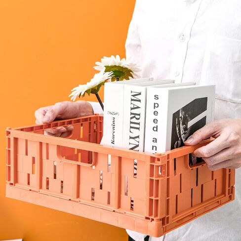 Klyuqoz Pastel Crates, 4 Pack Storage Crates Plastic Stackable, Medium Size(9.6 x 7.3 x 3.5 in), Desktop Storage Crates Folding for Home Office Bedroom.Blue, Yellow, Green, Orange in Saudi Arabia
