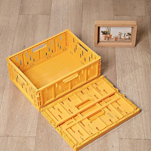 Klyuqoz Pastel Crates, 4 Pack Storage Crates Plastic Stackable, Medium Size(9.6 x 7.3 x 3.5 in), Desktop Storage Crates Folding for Home Office Bedroom.Blue, Yellow, Green, Orange in Saudi Arabia