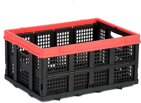 Magna Cart Tote 22" x 16" x 11" Lightweight Collapsible and Stackable Plastic Storage Crate for Home Offices and Garages, Black & Red in Kuwait