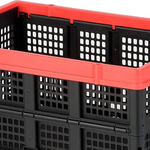Magna Cart Tote 22" x 16" x 11" Lightweight Collapsible and Stackable Plastic Storage Crate for Home Offices and Garages, Black & Red in Kuwait