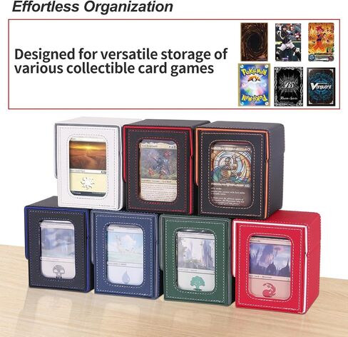 AFIING MTG Deck Box for Commander Display,Card Deck Case Fits 100 Double Sleeved Cards, Magic Commander TCG Card Storage Box with 2 Dividers,Dice Bag and 1 Toploader(Green Rose pink) in Saudi Arabia