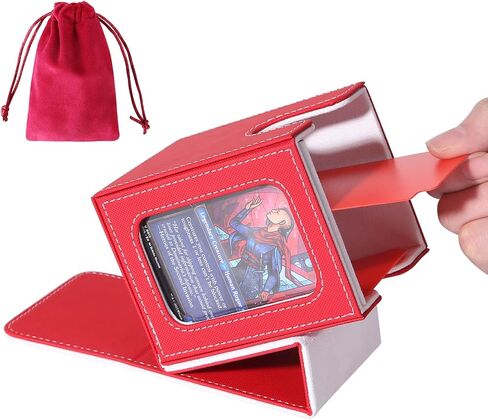 AFIING MTG Deck Box for Commander Display,Card Deck Case Fits 100 Double Sleeved Cards, Magic Commander TCG Card Storage Box with 2 Dividers,Dice Bag and 1 Toploader(Green Rose pink) in Saudi Arabia