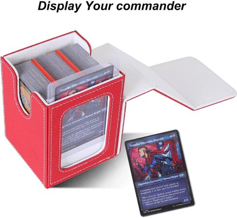 AFIING MTG Deck Box for Commander Display,Card Deck Case Fits 100 Double Sleeved Cards, Magic Commander TCG Card Storage Box with 2 Dividers,Dice Bag and 1 Toploader(Green Rose pink) in Saudi Arabia