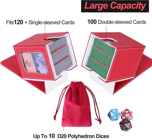 AFIING MTG Deck Box for Commander Display,Card Deck Case Fits 100 Double Sleeved Cards, Magic Commander TCG Card Storage Box with 2 Dividers,Dice Bag and 1 Toploader(Green Rose pink) in Saudi Arabia